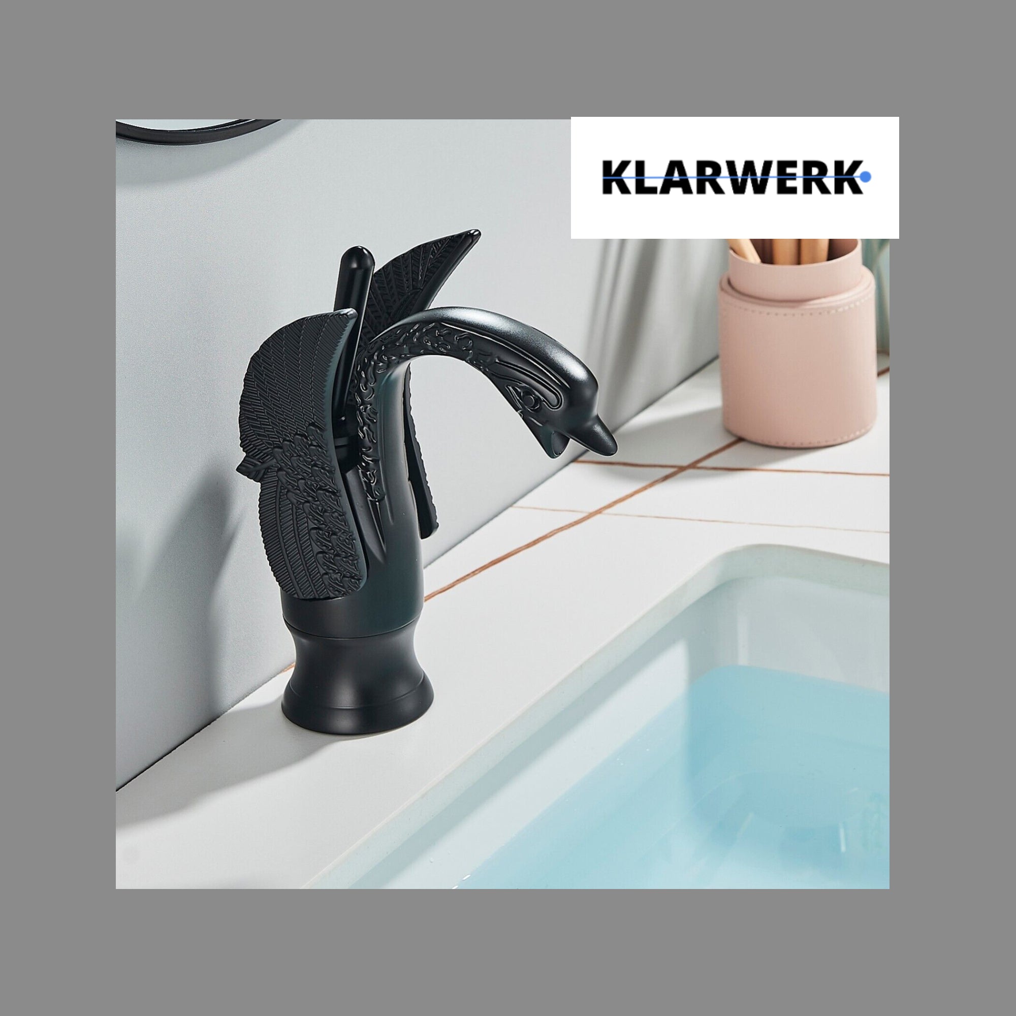 ADRIAN | Rubinetteria da bagno di design in acciaio inox con effetto cigno per lavabo lussuoso nero opaco ristorazione | miscelatore bagno 2 attacchi