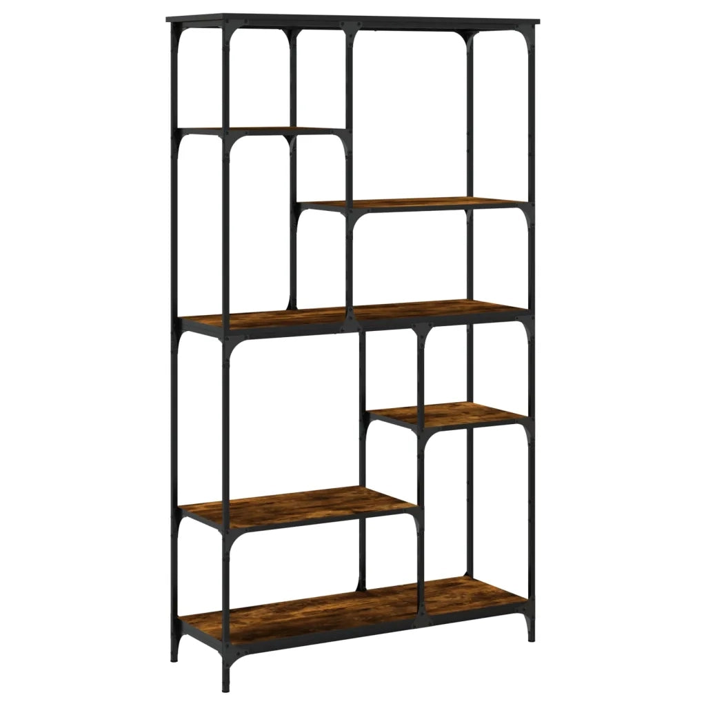 Libreria Rovere Fumo 99x35,5x176 cm Legno Multistrato e Acciaio 835411