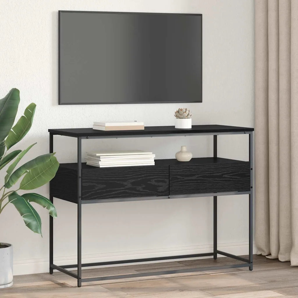 Tavolo consolle Rovere Nero 100 x 40 x 75 cm Legno multistrato 882229