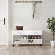 Panca Porta Scarpe-Sgabello-Panca Scarpiera Bianco Lucido 102x35x55 cm Legno Multistrato 748836