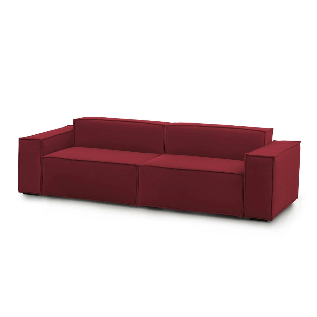 Divano fisso Argo, Divano componibile a 3 posti lineare, Made in Italy, SofÒ  moderno da soggiorno in tessuto, Cm 260x95h70, Rosso