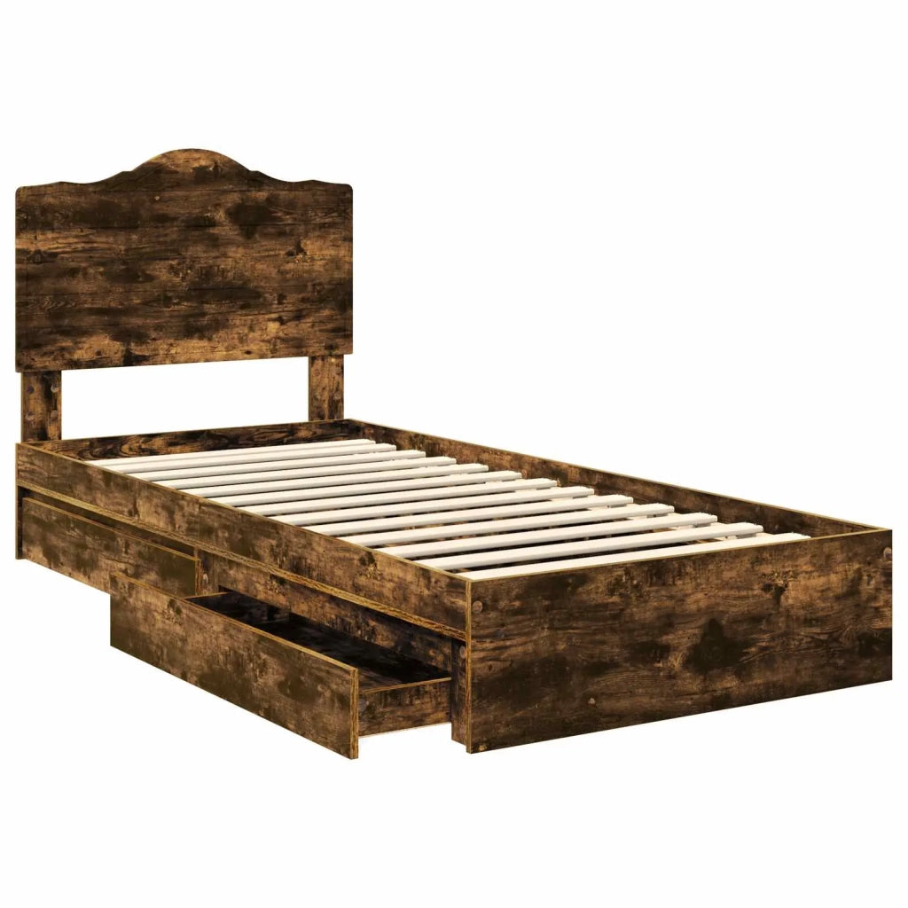 Letto con Contenitore Rovere fumé 70 x 190 cm Legno multistrato