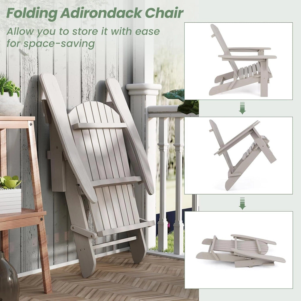 Set di 2/4 Sedie Adirondack Pieghevoli, Sedia da Esterno con Telaio in Legno di Abete, Schienale Alto e Braccioli Ergonomici, Sedia Adirondack per Patio Giardino Cortile Campeggio