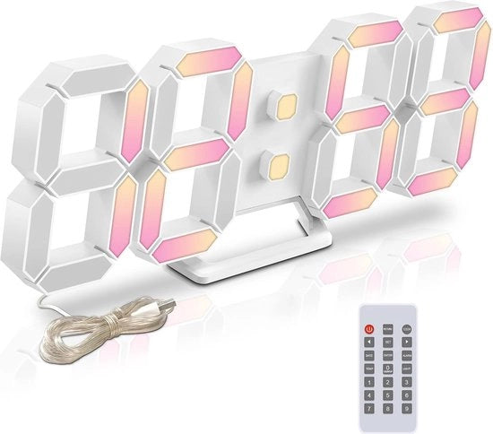 Orologio Digitale con Display Brillante e Visualizzazione della Temperatura - Regolazione dell'Illuminazione e Comando a Distanza - Design Moderno e Compattibile per la Camera da Letto - Visualizzazione dell'Orario con Funzionalità Extra