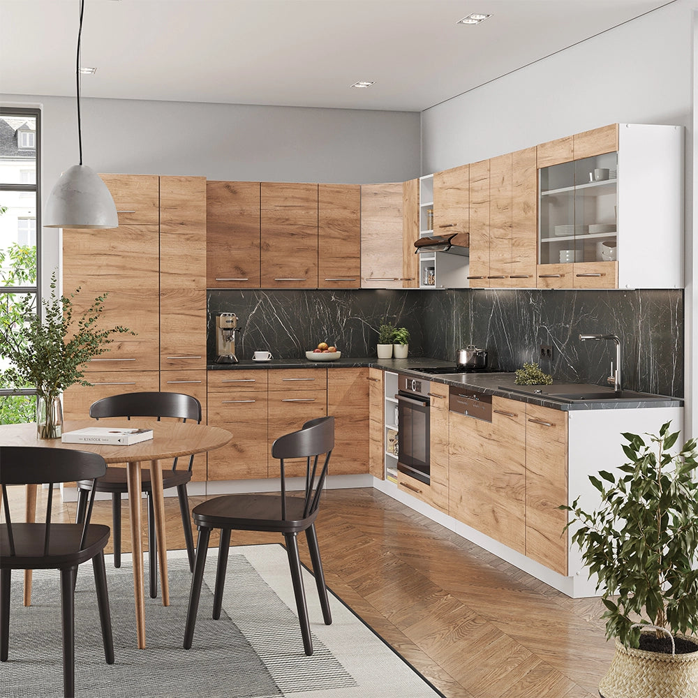Cucina angolare completa Fame-Line Rovere dorato/Bianco 347 x 60 cm, PL Rovere Vicco