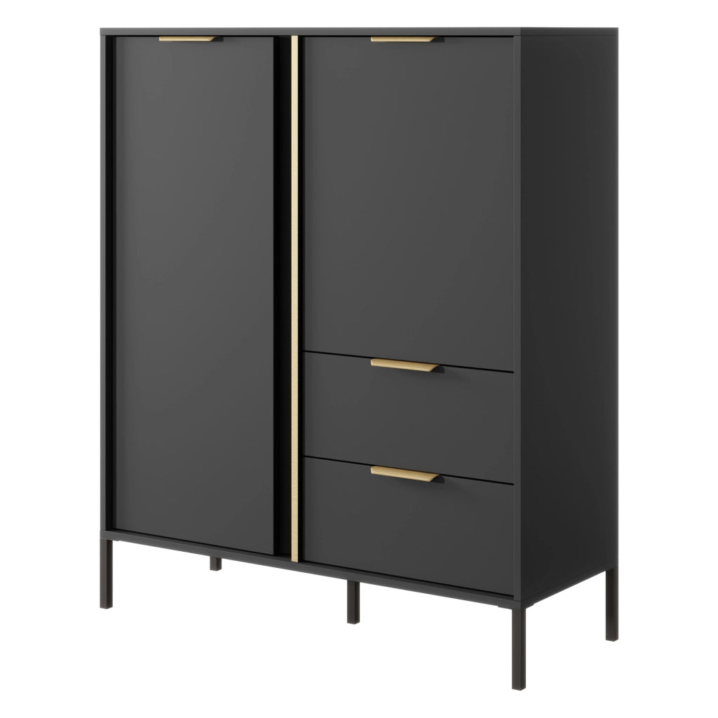 Madia Hameno, Credenza 2 Cassetti, 103x40x123h cm Nero Antracite