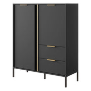 Madia Hameno, Credenza 2 Cassetti, 103x40x123h cm Nero Antracite