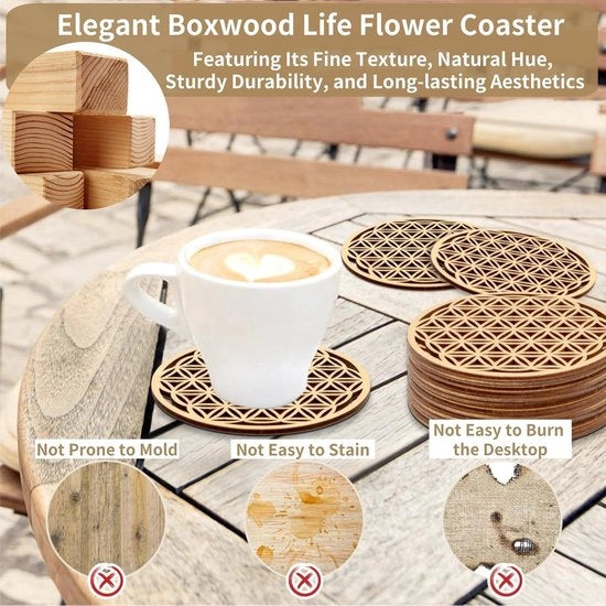 Sostegni in Legno con Motivo Flower of Life (Set da 10)