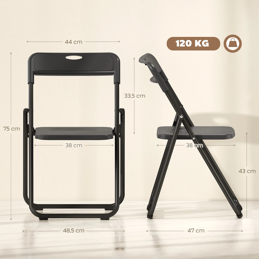 Set di 6 Sedie Pieghevoli ¨C Zephmum ¨C Plastica, Nero, 48.5x47x75 cm