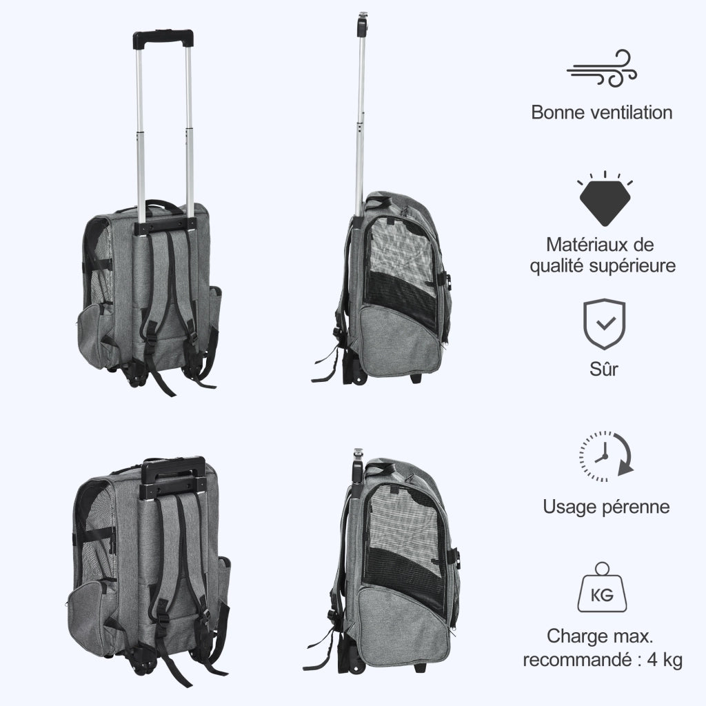 Trasportino per cani e gatti 2 in 1 ¨C zephmum ¨C 42x25x55 cm, grigio