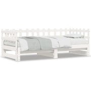 Letto singolo | Letto per adulti | Dormeuse Estraibile Bianca 2x(80x200) cm Legno Massello di Pino