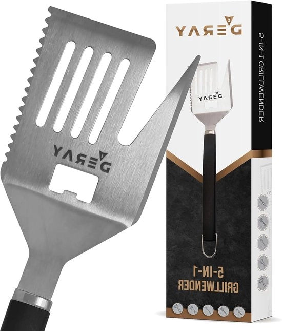 Spiedino multifunzionale - acciaio inossidabile - 41 cm di lunghezza - manico extra lungo - apripetizioni - accessori barbecue