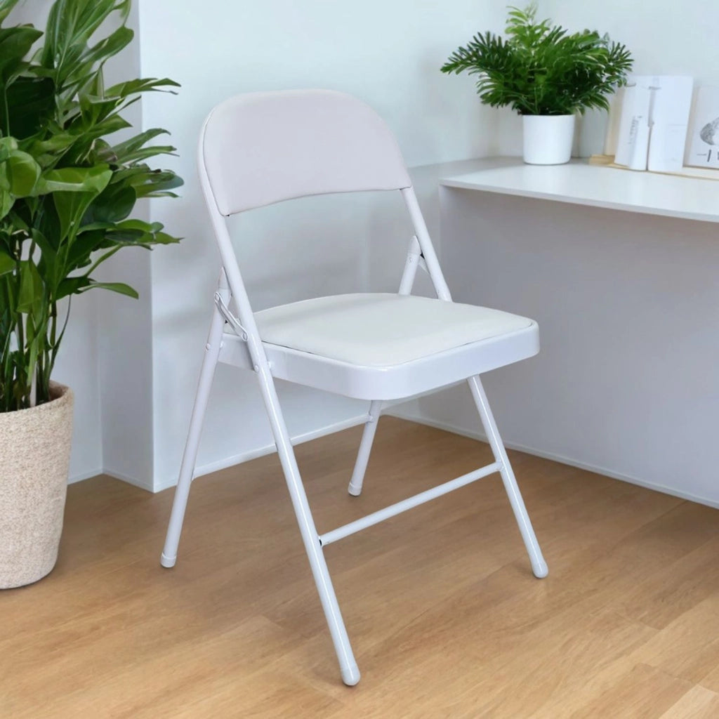 Sedia Kant Pieghevole Imbottita Portatile Salvaspazio in Metallo Richiudibile Sedie per Cucina Giardino Camera Sa Bianco