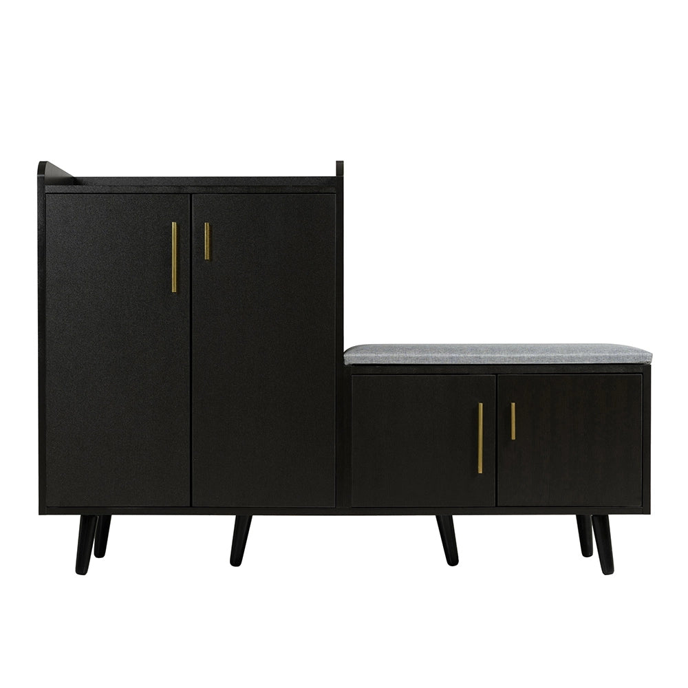 Scarpiere moderno in noce nero - Xylo - 120x34x82 cm - Porte metalliche asimmetriche