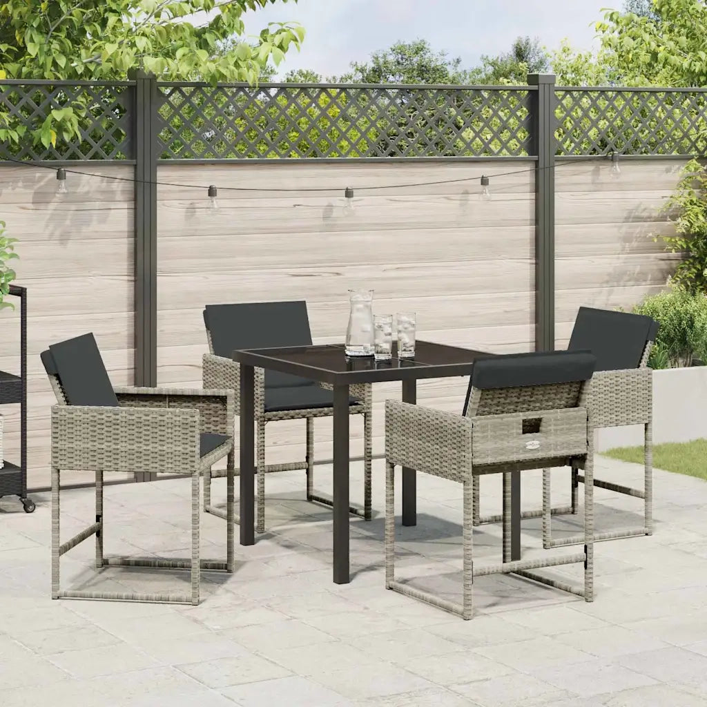 Set da Pranzo per Giardino 5 pcs Grigio chiaro polyrattan