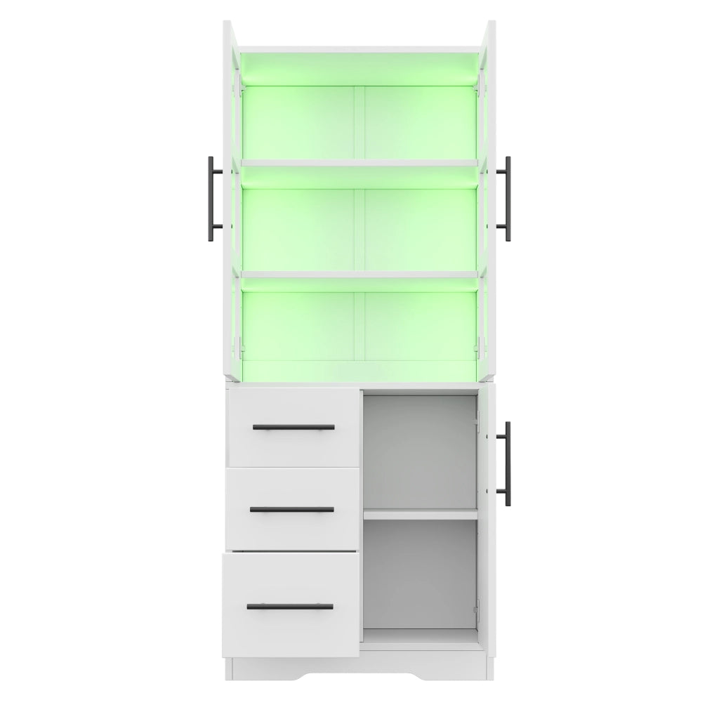 Mobile da bagno con 3 cassetti; 3 ante e LED - per bagno - 72×35×170 cm - bianco