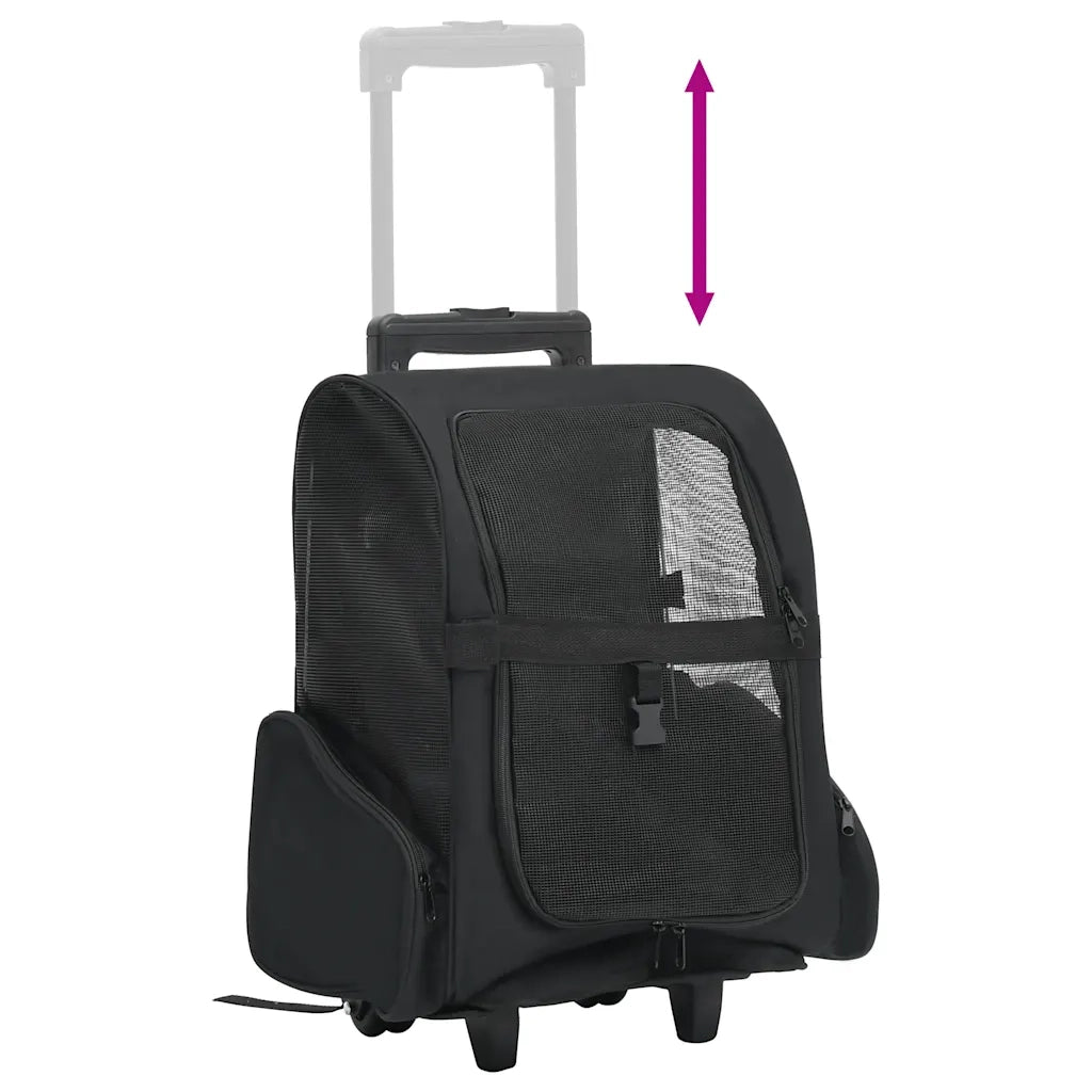 Trolley Trasportino per Animali Pieghevole Multifunzione Nero 171019