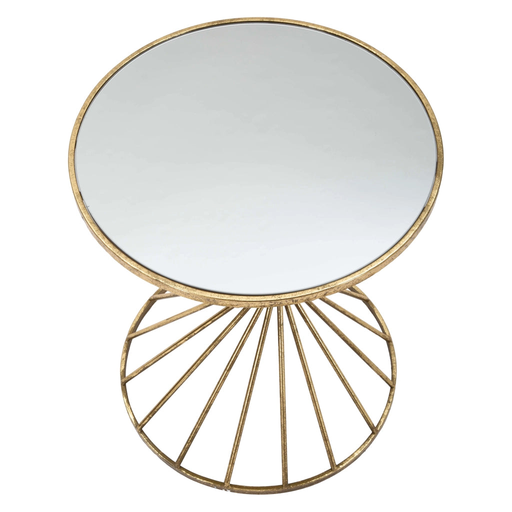 FoxGla, Tavolino da Salotto Forma Rotondo, 42x42x50h cm oro