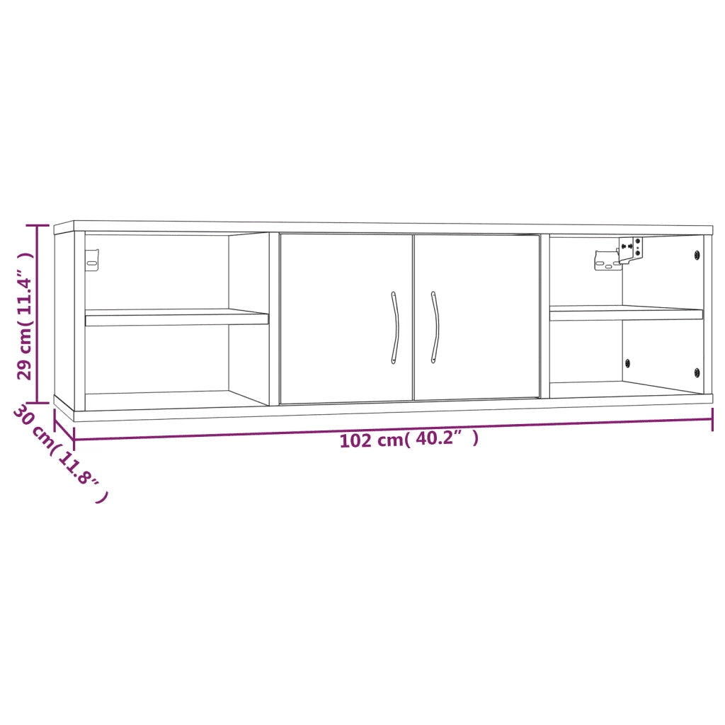 Mensola a Muro | Mensola a parete Rovere Fumo 102x30x29 cm Legno Multistrato
