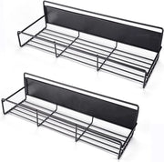 Kruidenrek magnetico a due livelli senza perforazione per frigorifero, organizzatore cucina a parete, 2 piani, raccoglitore bicchieri, raccoglitore cucina (nero)