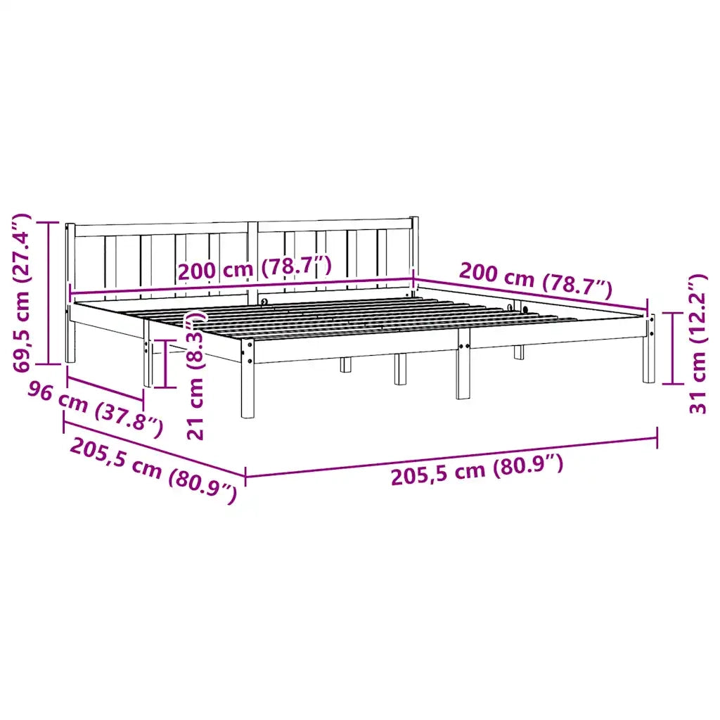 Giroletto Nero in Legno Massello di Pino 200x200 cm 810106