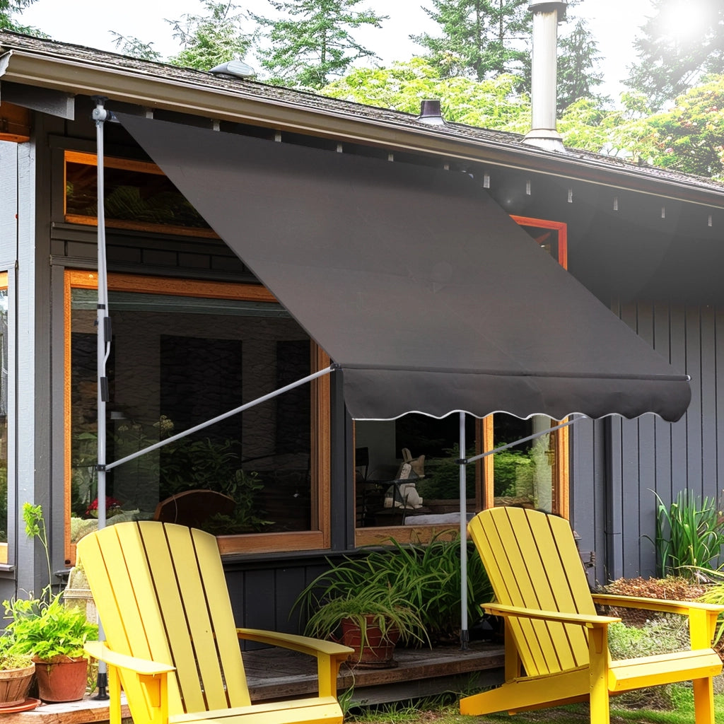 Tenda a braccio pieghevole Altezza regolabile 200x150cm Alluminio grigio per balcone e terrazza