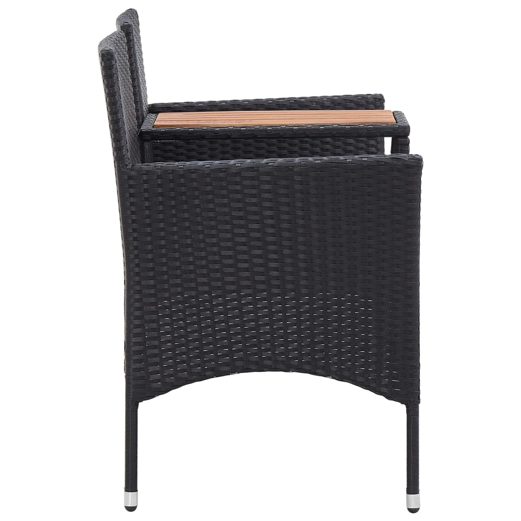 Panca da giardino mobili da esterno per patio terrazza 2 posti e tavolo da tè 143 x 65 x 88 cm resina intrecciata nera 02_0011311