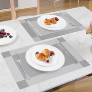 Set di 8 Piatte di Pizzo in Vinile Grigie 45 * 30cm