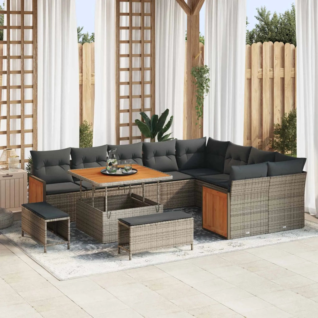 Set Divano da Giardino con cuscino 12 pcs Grigio 3363208