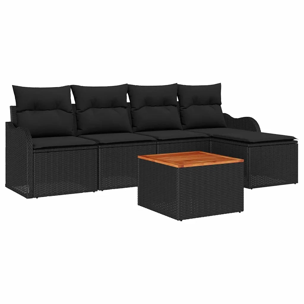 Set Divano da Giardino con archiviazione 6 pcs Nero polyrattan 3356112