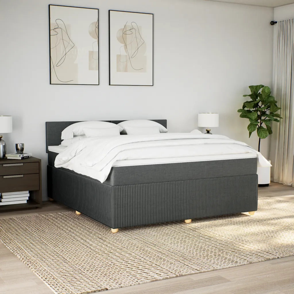 Giroletto a Molle con Materasso Grigio Scuro 180x200 cm Tessuto 3287529