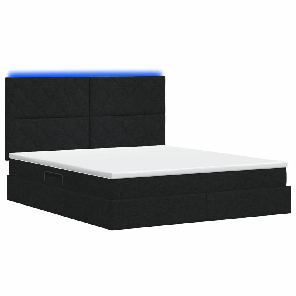 Letto con contenitore LED e materasso Nero 140 x 190 cm Tessuto 3460007