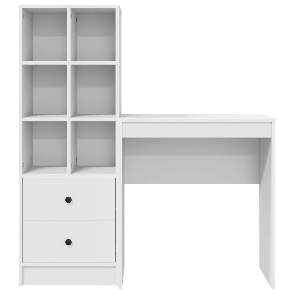 Scrivania con archiviazione in legno ingegnerizzato bianco