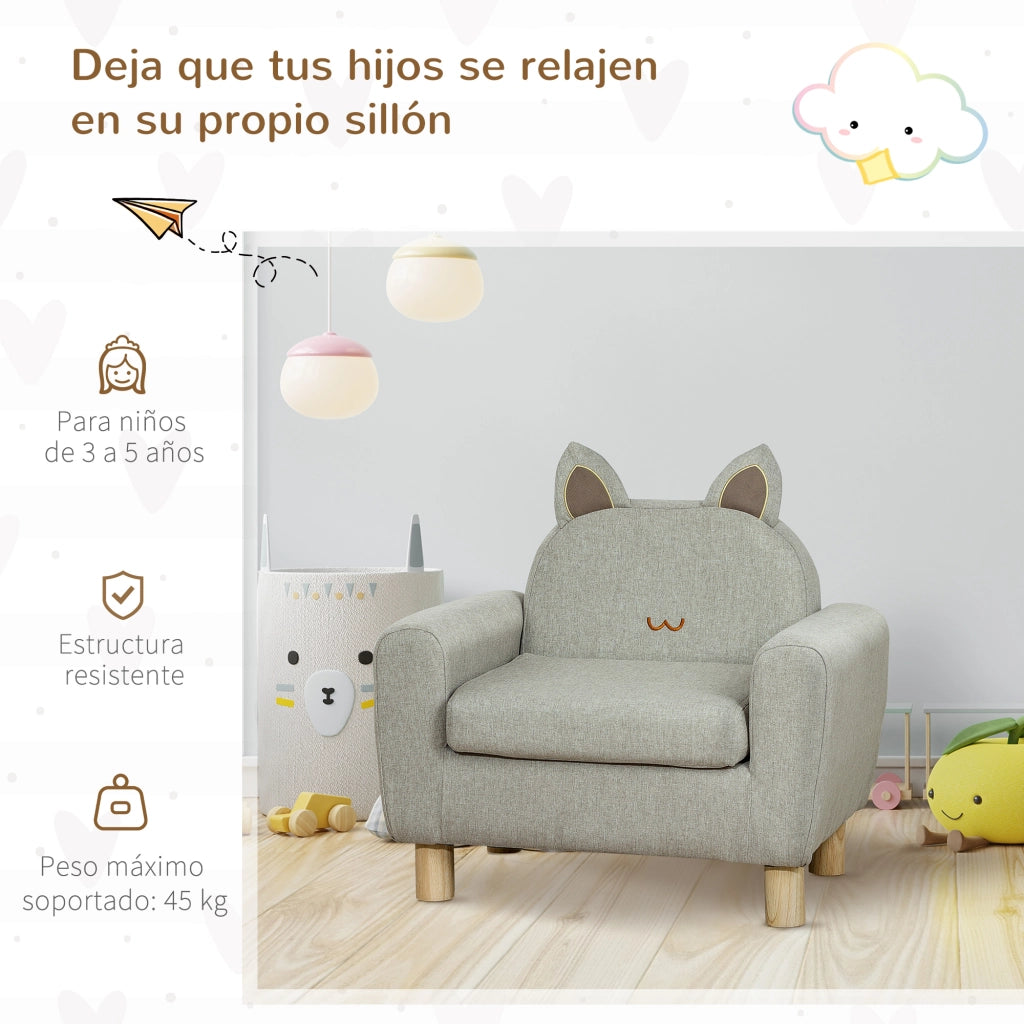 Poltrona Bambini Mini Sof¨¢ con Sedile Imbottito Braccioli ¨C Xylo ¨C Marrone 61x42x53 cm