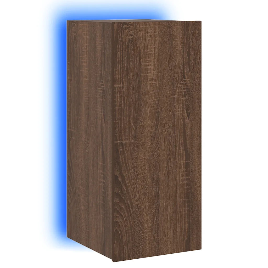 Mobile TV a Parete con Luci LED Rovere Marrone 30,5x35x70 cm 837244