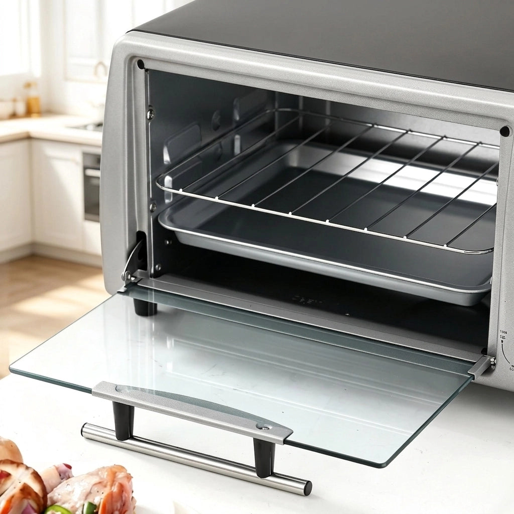 Mini Forno Elettrico 10 L con Temperatura 100-230°C; Timer 60 Min; Teglia e Griglia Regolabile