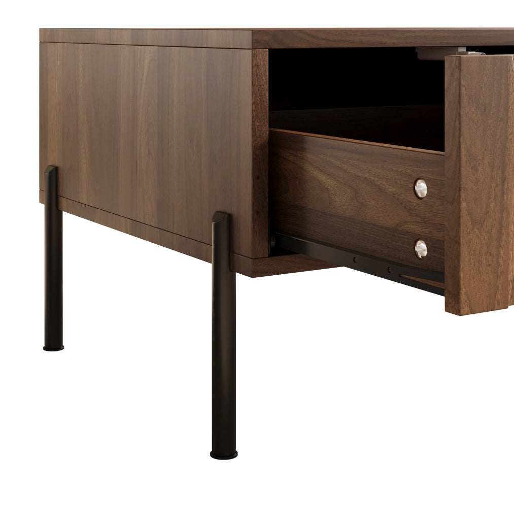 Tavolino da caffè retrò con 2 cassetti; 105x55x41 cm; naturale; in MDF e truciolare