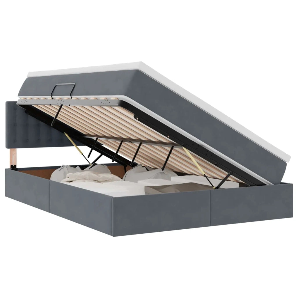 Letto con Contenitore Grigio scuro 140 x 200 cm Velluto 3370882