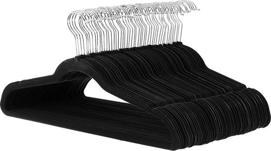 Hangers per capo di abito con superficie antiscivolo per camicie, giacche e abiti da 50 neri - Soluzione pratica per l'organizzazione della biancheria