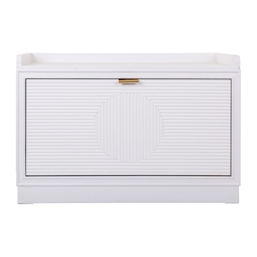 Sgabello scarpiera in legno bianco 80x38x53h