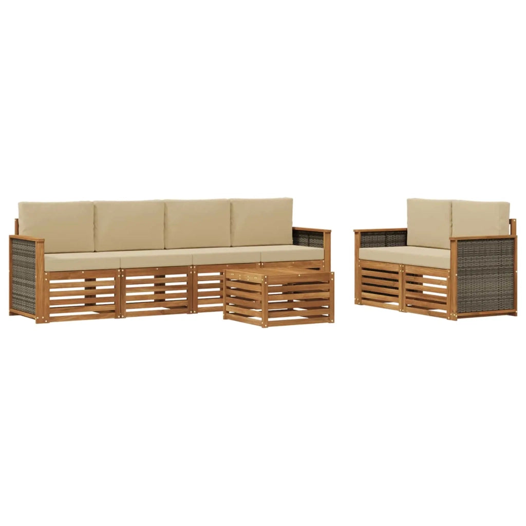 Set di divani da esterno 7 pz Naturale e Beige 3384049