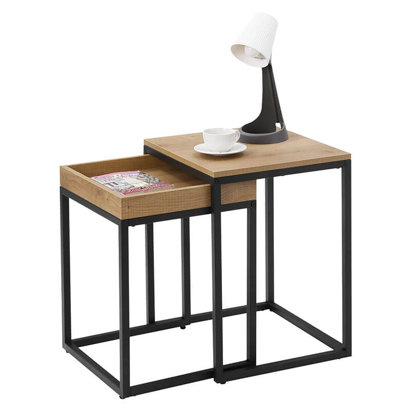 Tavolino da caffè Valora 2 pezzi in stile industriale per soggiorno x2