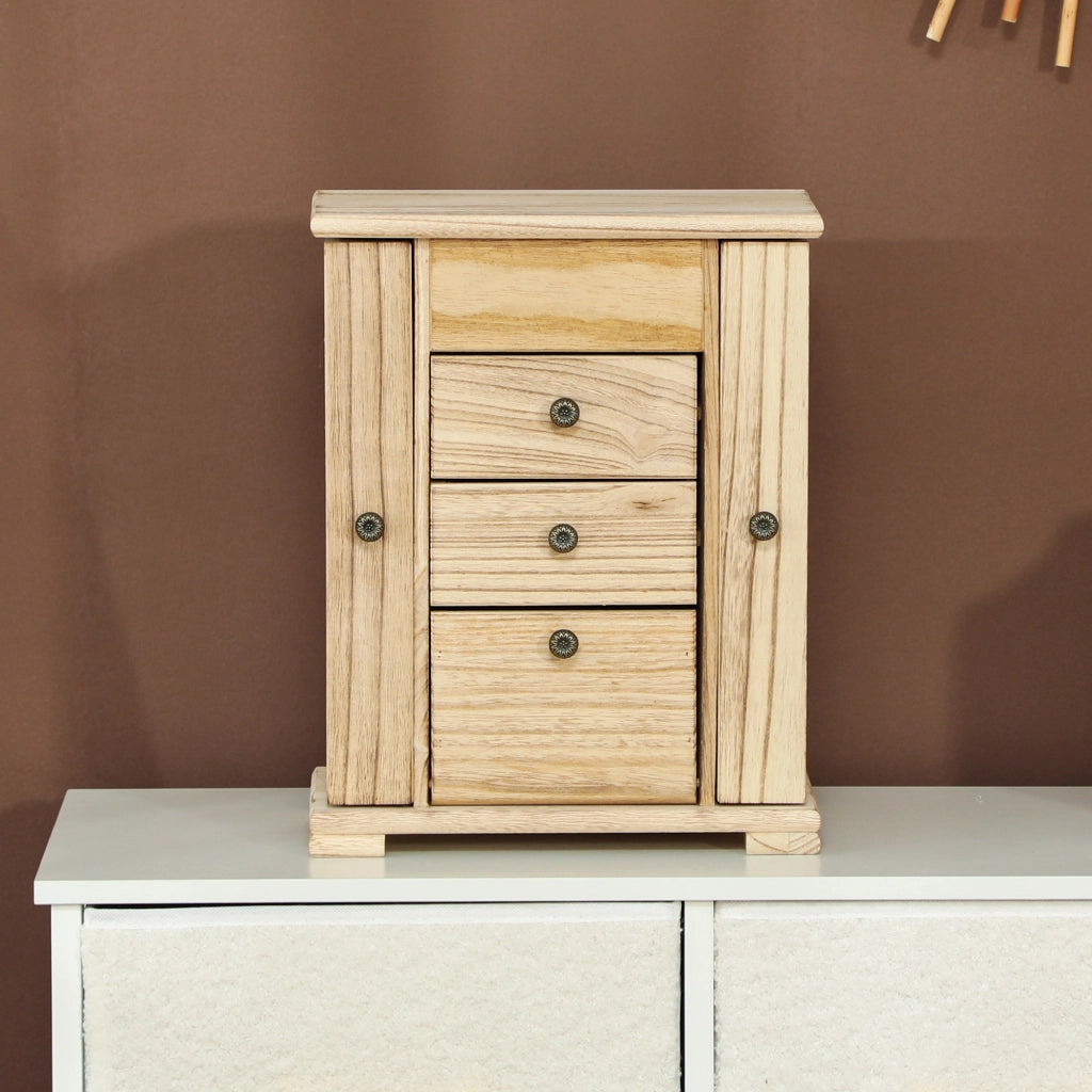 Portagioielli donna 4 livelli con ali, specchio e 2 cassetti ¨C zephmum ¨C 26,5x16x33,5 cm marrone