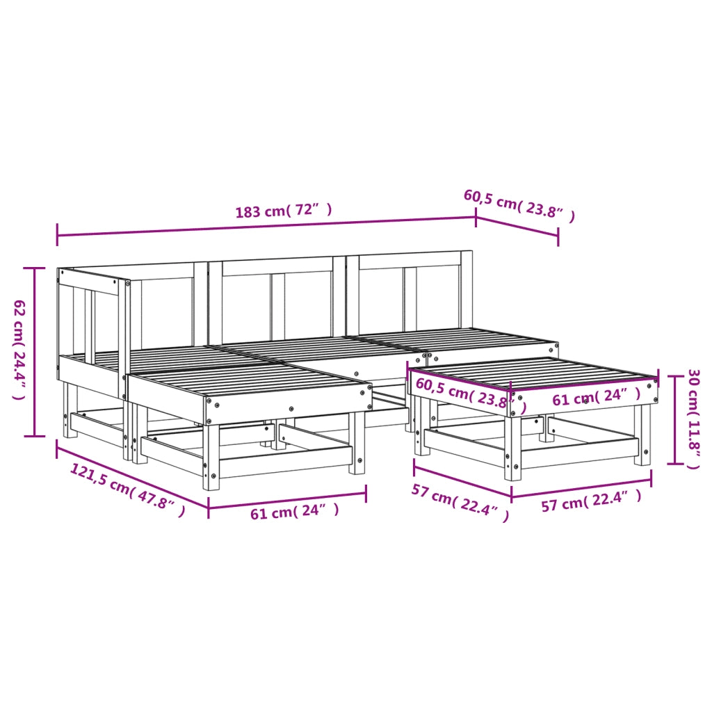 Set Salotto da Giardino 5 pz | Set di Mobili da Esterno in Legno Massello di Douglas