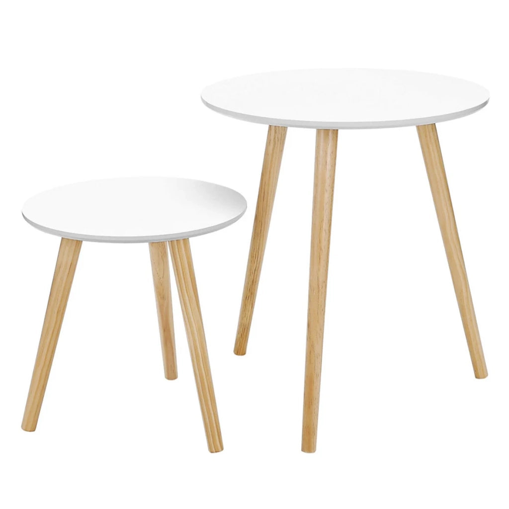 Set di 2 tavolini rotondi per caffetteria/comodino stile scandinavo moderno e minimalista soggiorno/camera da letto bianco 12_0002956