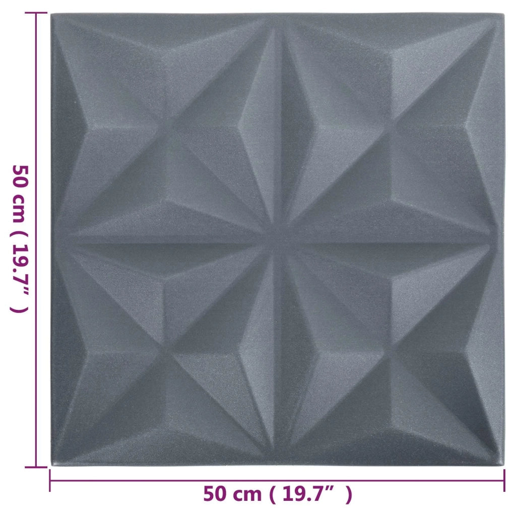Pannelli da parete 48 pcs Origami Grigio 50 x 50 cm Schiuma XPS 42046035