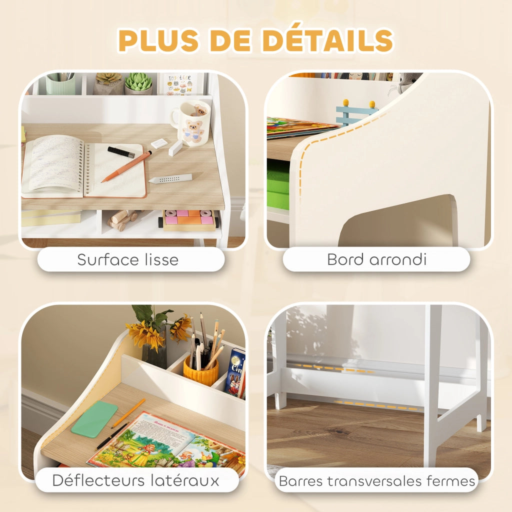 Scrivania per bambini con sedia ¨C zephmum ¨C legno naturale 90x50x75