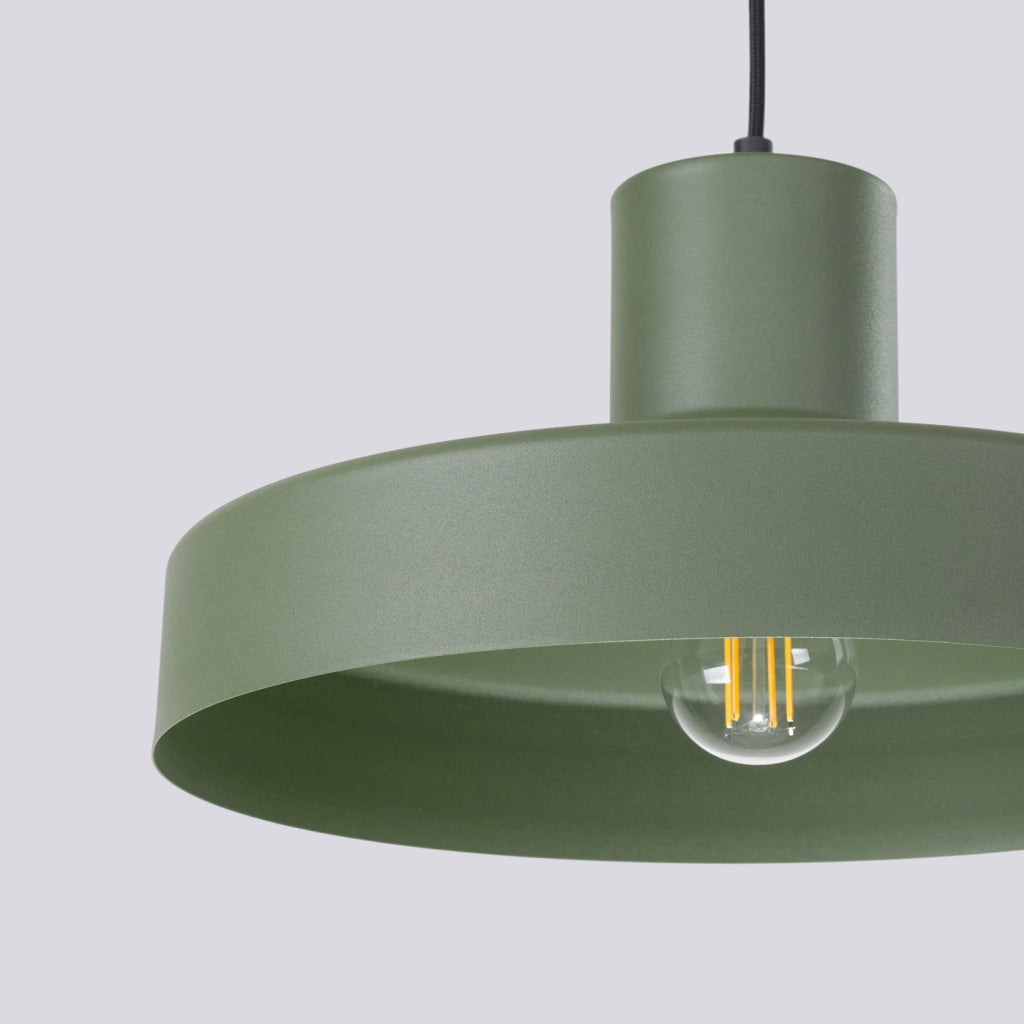 Lampada a sospensione BILO in acciaio verde oliva, lampadina E27, moderna, rotonda, 35 cm