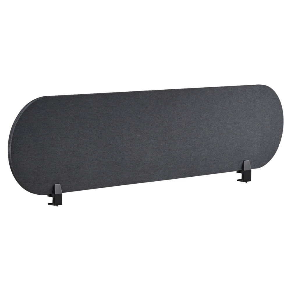 Pannello divisorio grigio scuro in tessuto PET Board 160 x 40 cm Schermo acustico Morsetti di montaggio modulari Casa Ufficio