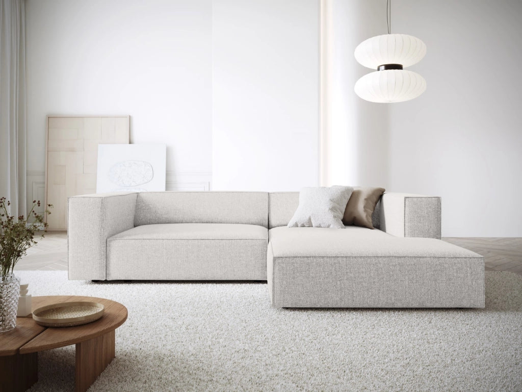 Cosmopolitan Design - Divano angolare destro "Arendal" 3 posti in ciniglia grigio chiaro 